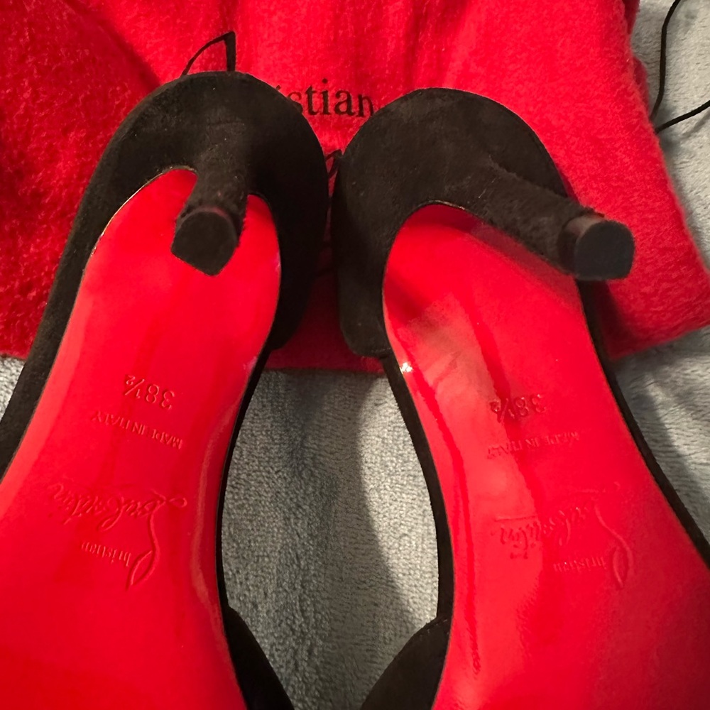 100% Authentic Christian Louboutin Black Suede Iriza Half d'Orsay Pumps - Picture 9 of 9